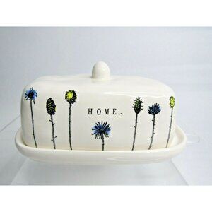 Rae Dunn Artisan Collection Home Covered Butter Dish With Floral Print Farmhouse